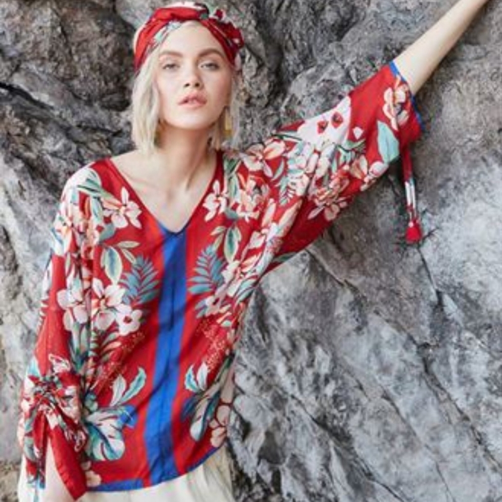 Johnny Was Silk Ivy blouse. Like new